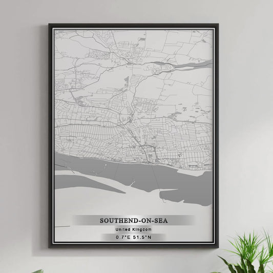 ROAD MAP OF SOUTHEND-ON-SEA, UNITED KINGDOM BY MAPBAKES