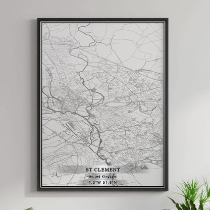 ROAD MAP OF ST CLEMENT, UNITED KINGDOM BY MAPBAKES