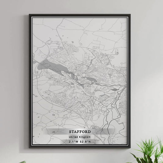 ROAD MAP OF STAFFORD, UNITED KINGDOM BY MAPBAKES