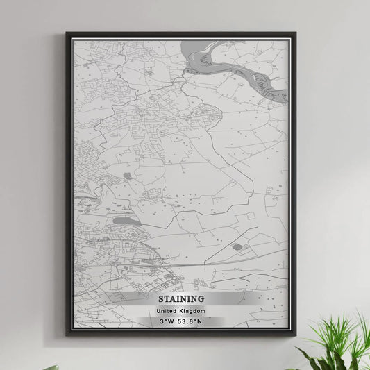 ROAD MAP OF STAINING, UNITED KINGDOM BY MAPBAKES