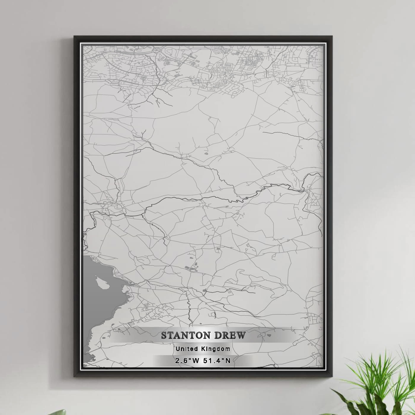 ROAD MAP OF STANTON DREW, UNITED KINGDOM BY MAPBAKES