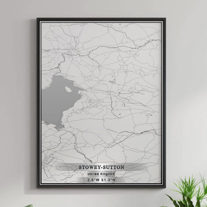 ROAD MAP OF STOWEY-SUTTON, UNITED KINGDOM BY MAPBAKES