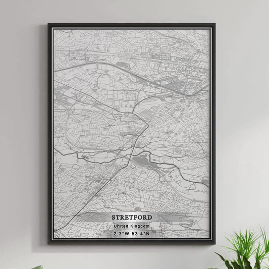 ROAD MAP OF STRETFORD, UNITED KINGDOM BY MAPBAKES