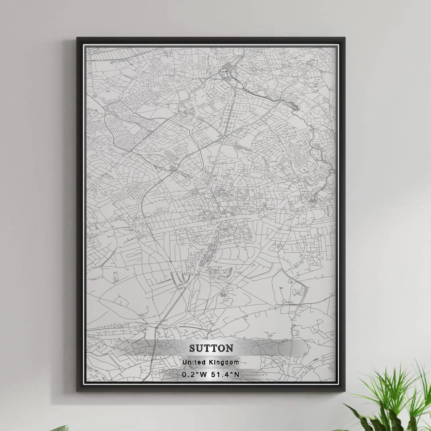 ROAD MAP OF SUTTON, UNITED KINGDOM BY MAPBAKES