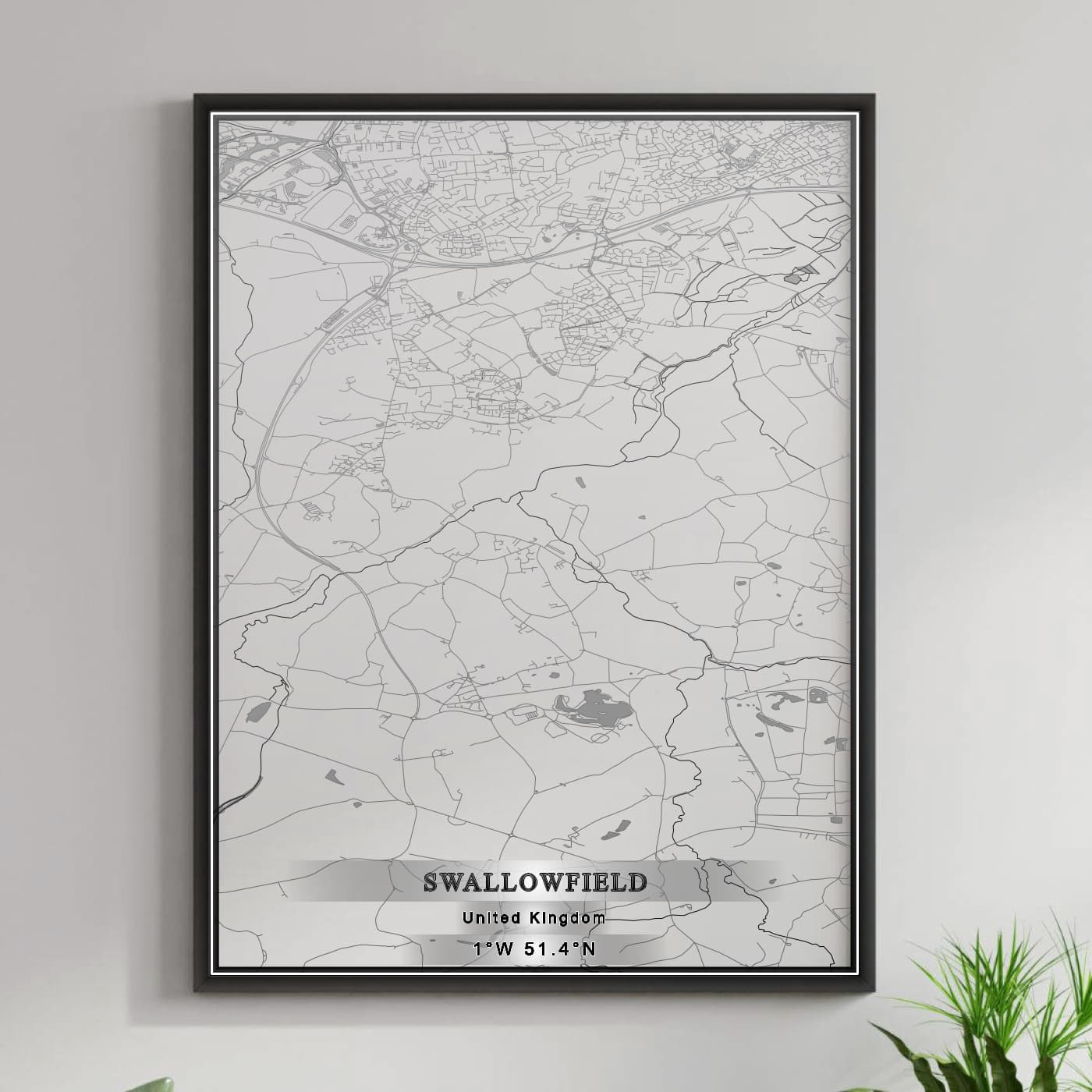 ROAD MAP OF SWALLOWFIELD, UNITED KINGDOM BY MAPBAKES