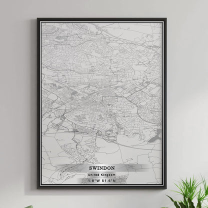 ROAD MAP OF SWINDON, UNITED KINGDOM BY MAPBAKES