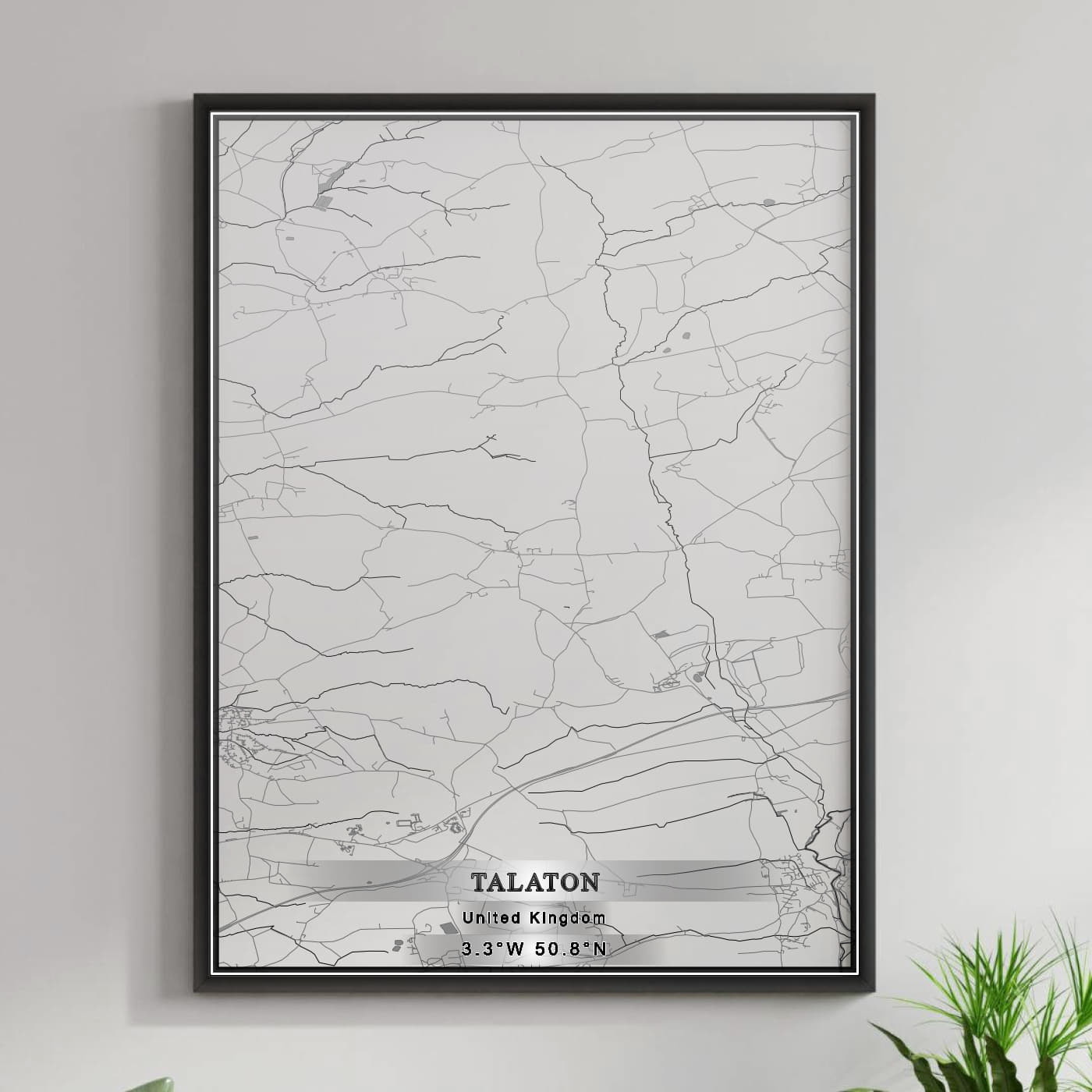 ROAD MAP OF TALATON, UNITED KINGDOM BY MAPBAKES