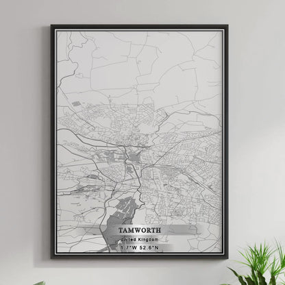 ROAD MAP OF TAMWORTH, UNITED KINGDOM BY MAPBAKES