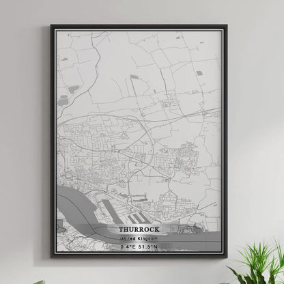 ROAD MAP OF THURROCK, UNITED KINGDOM BY MAPBAKES