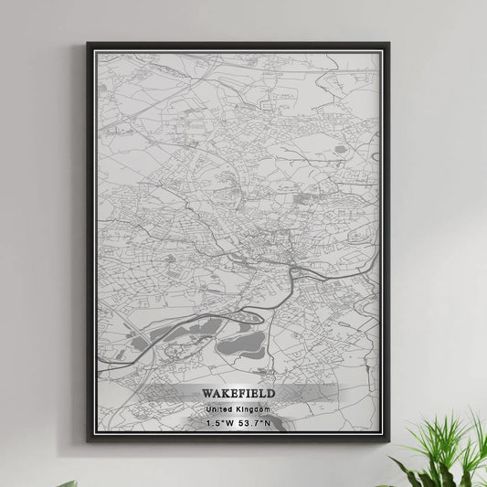 ROAD MAP OF WAKEFIELD, UNITED KINGDOM BY MAPBAKES