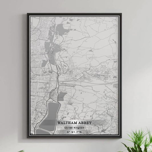 ROAD MAP OF WALTHAM ABBEY, UNITED KINGDOM BY MAPBAKES