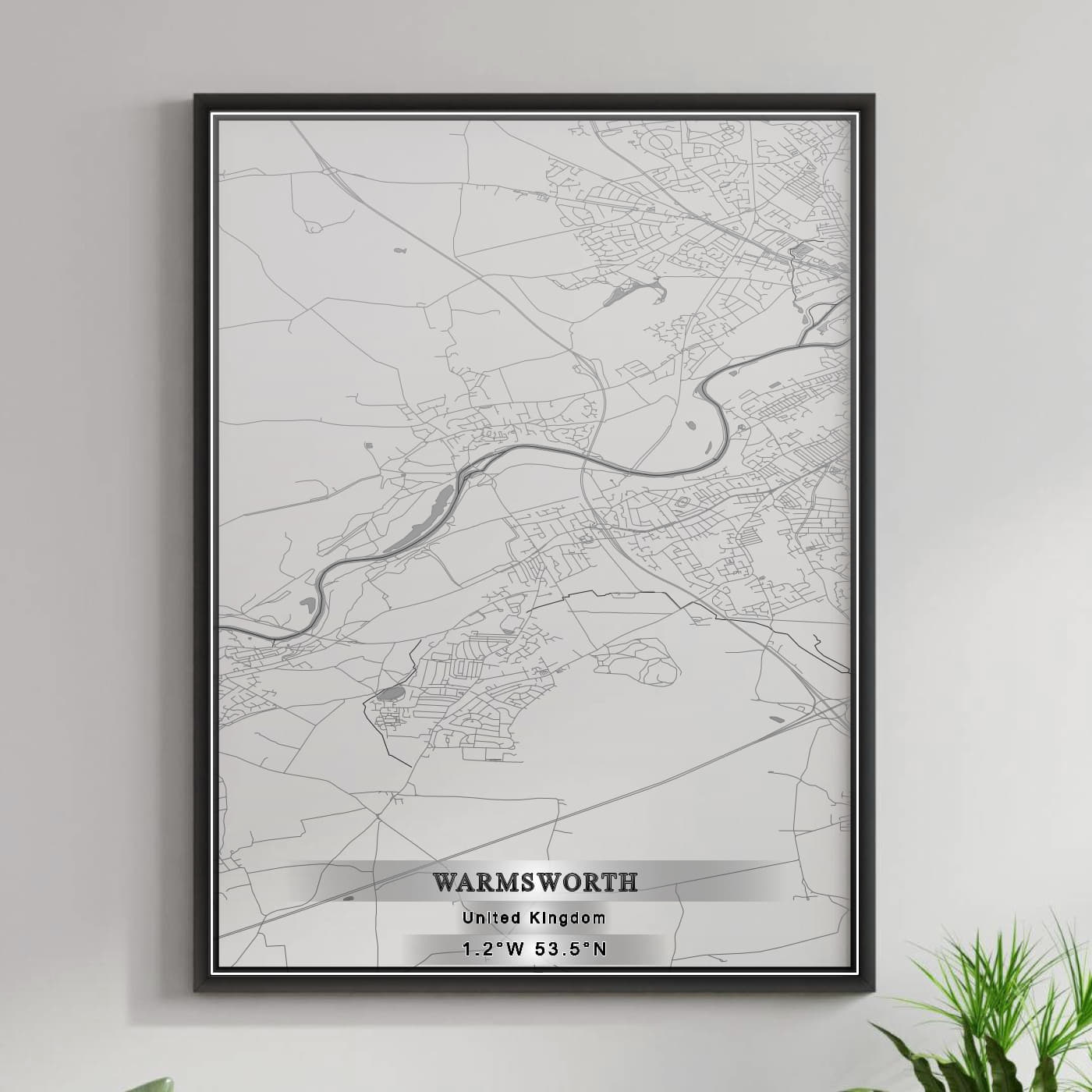 ROAD MAP OF WARMSWORTH, UNITED KINGDOM BY MAPBAKES