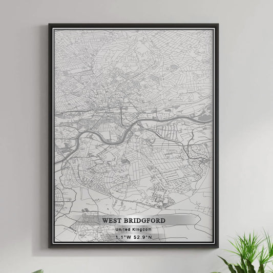 ROAD MAP OF WEST BRIDGFORD, UNITED KINGDOM BY MAPBAKES