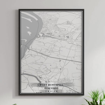 ROAD MAP OF WEST HUNTSPILL, UNITED KINGDOM BY MAPBAKES