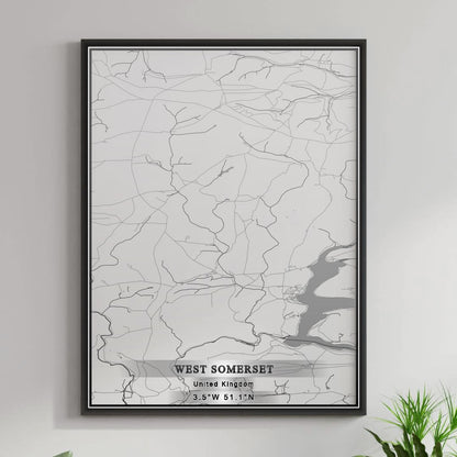 ROAD MAP OF WEST SOMERSET, UNITED KINGDOM BY MAPBAKES