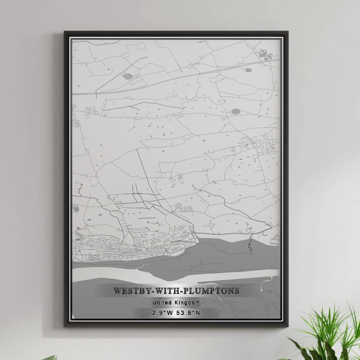 ROAD MAP OF WESTBY-WITH-PLUMPTONS, UNITED KINGDOM BY MAPBAKES