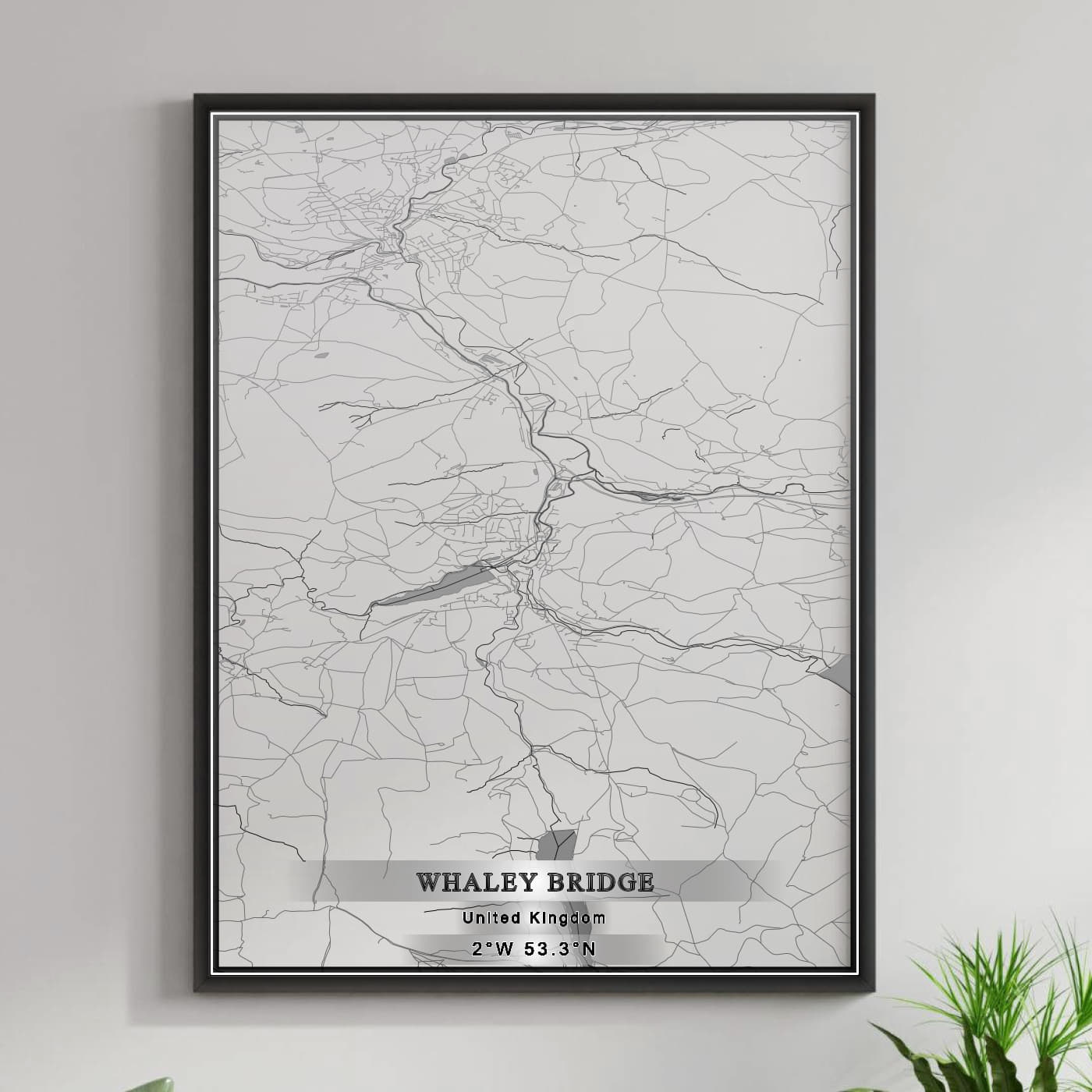 ROAD MAP OF WHALEY BRIDGE, UNITED KINGDOM BY MAPBAKES