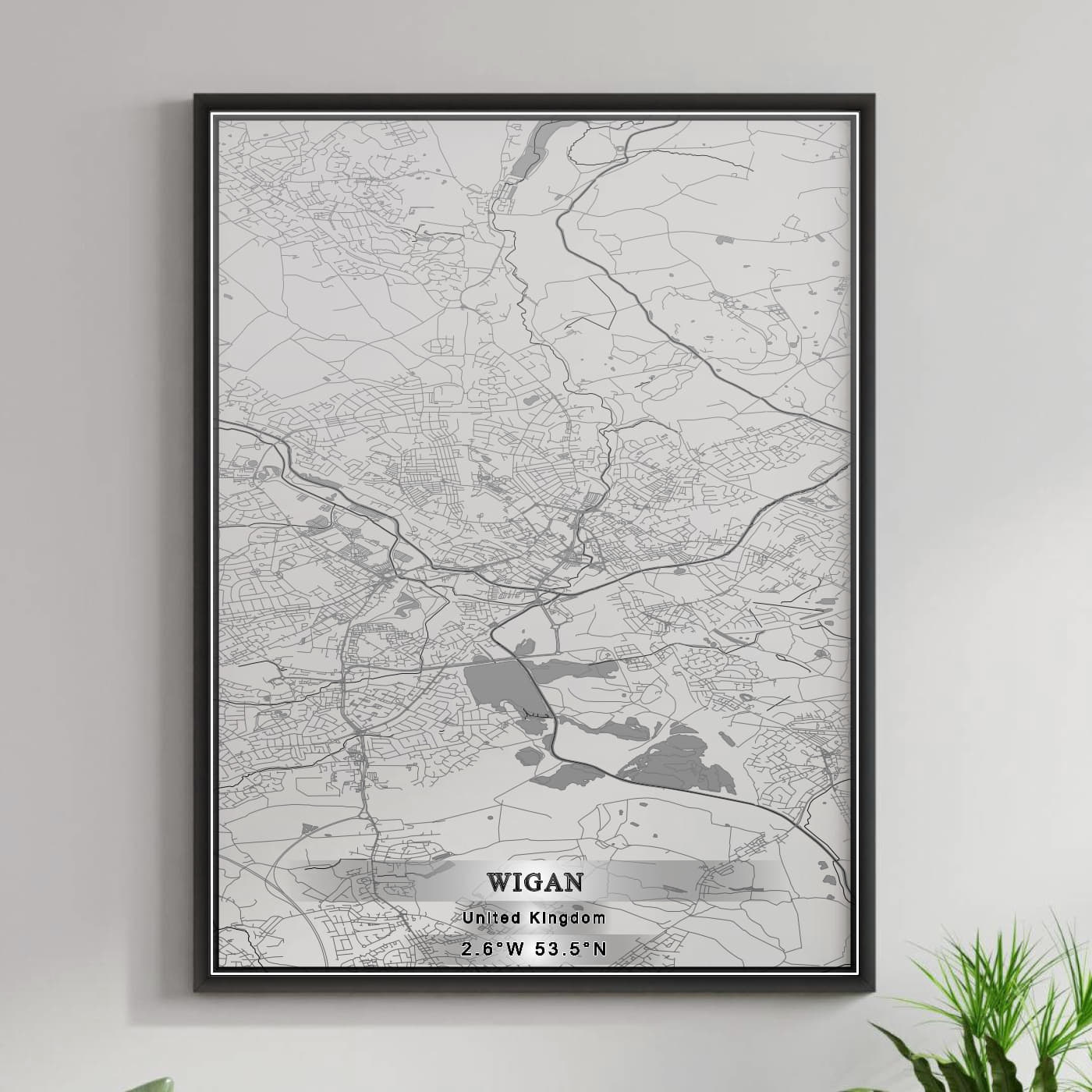 ROAD MAP OF WIGAN, UNITED KINGDOM BY MAPBAKES