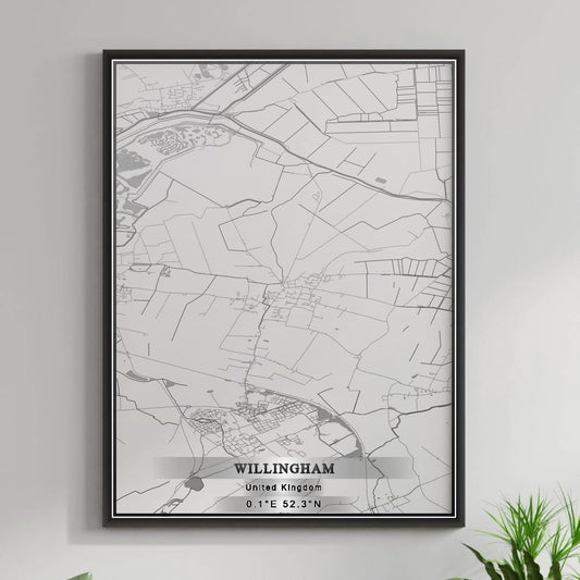 ROAD MAP OF WILLINGHAM, UNITED KINGDOM BY MAPBAKES