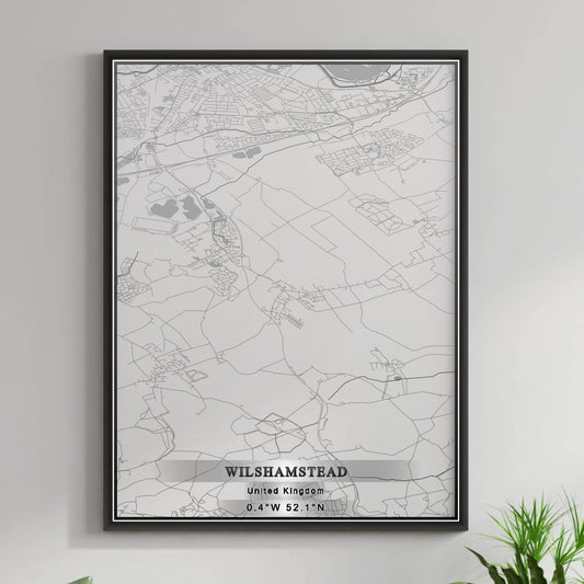 ROAD MAP OF WILSHAMSTEAD, UNITED KINGDOM BY MAPBAKES