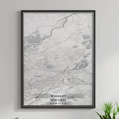 ROAD MAP OF WOODLEY, UNITED KINGDOM BY MAPBAKES