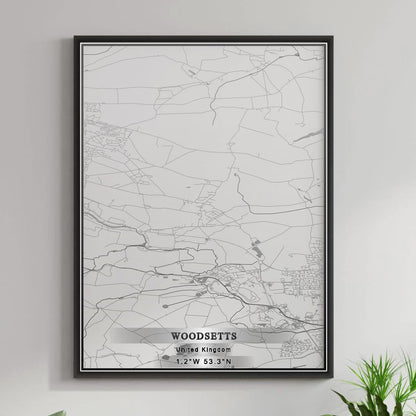 ROAD MAP OF WOODSETTS, UNITED KINGDOM BY MAPBAKES