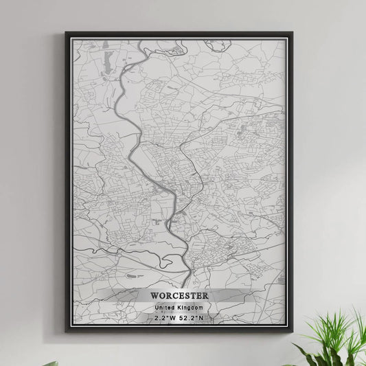 ROAD MAP OF WORCESTER, UNITED KINGDOM BY MAPBAKES