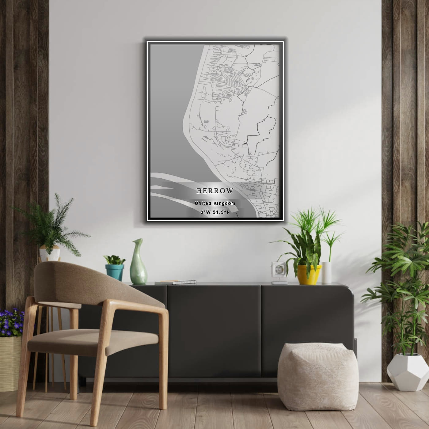 ROAD MAP OF BERROW, UNITED KINGDOM BY MAPBAKES