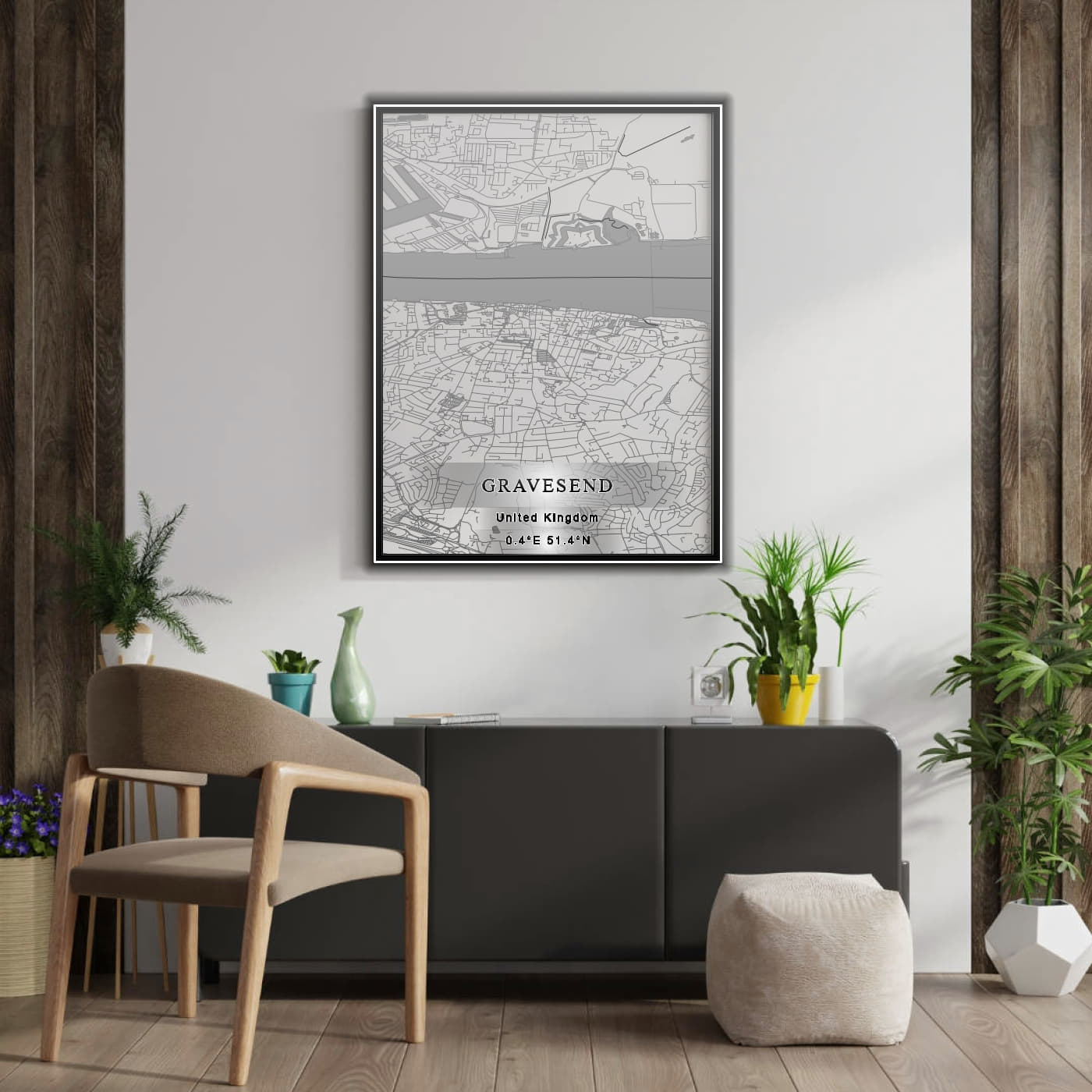 ROAD MAP OF GRAVESEND, UNITED KINGDOM BY MAPBAKES