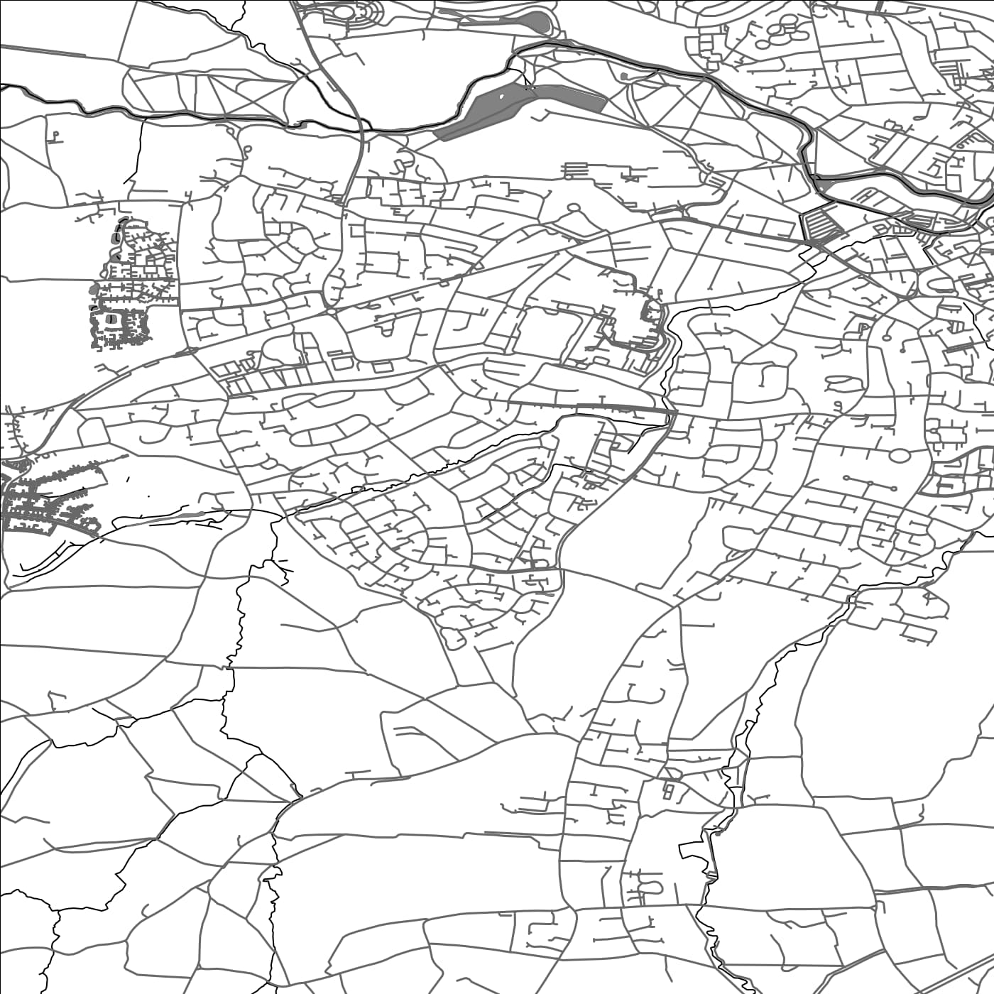 ROAD MAP OF COMEYTROWE, UNITED KINGDOM BY MAPBAKES