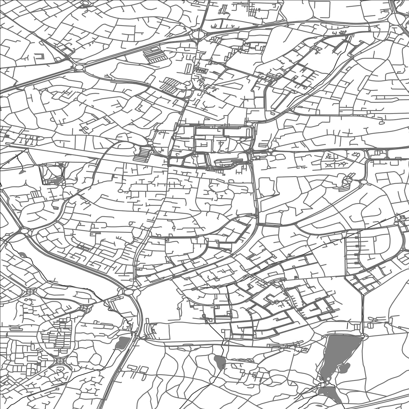 ROAD MAP OF CRAWLEY, UNITED KINGDOM BY MAPBAKES