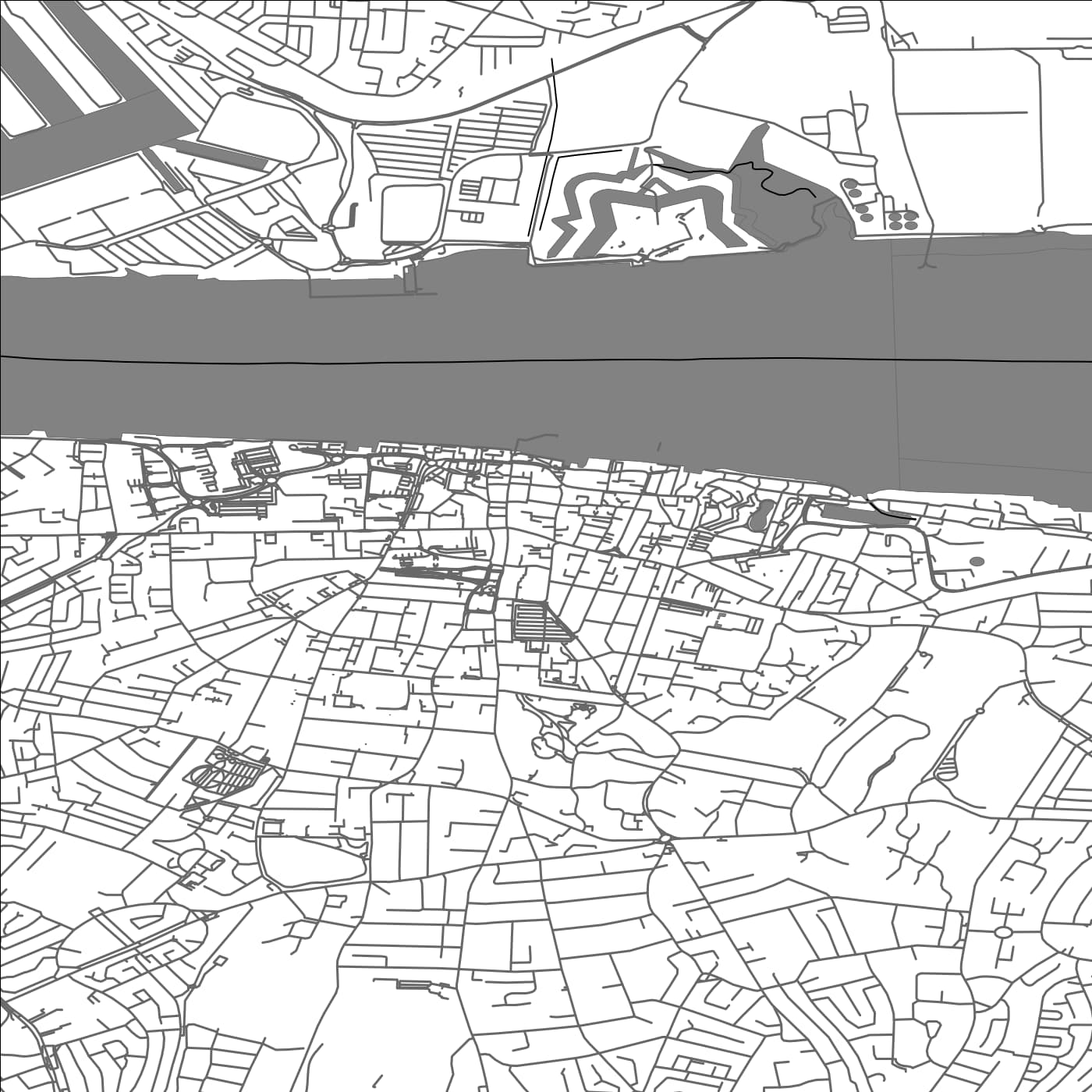 ROAD MAP OF GRAVESEND, UNITED KINGDOM BY MAPBAKES