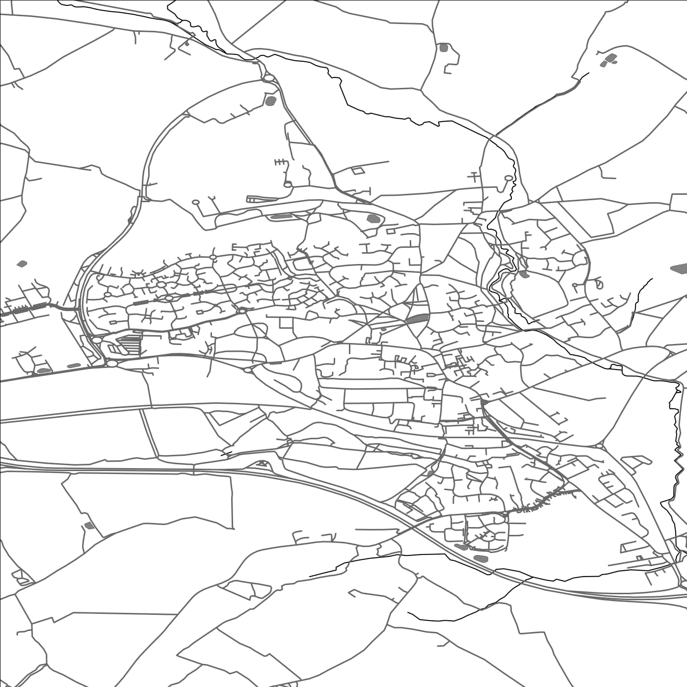 ROAD MAP OF GREAT DUNMOW, UNITED KINGDOM BY MAPBAKES