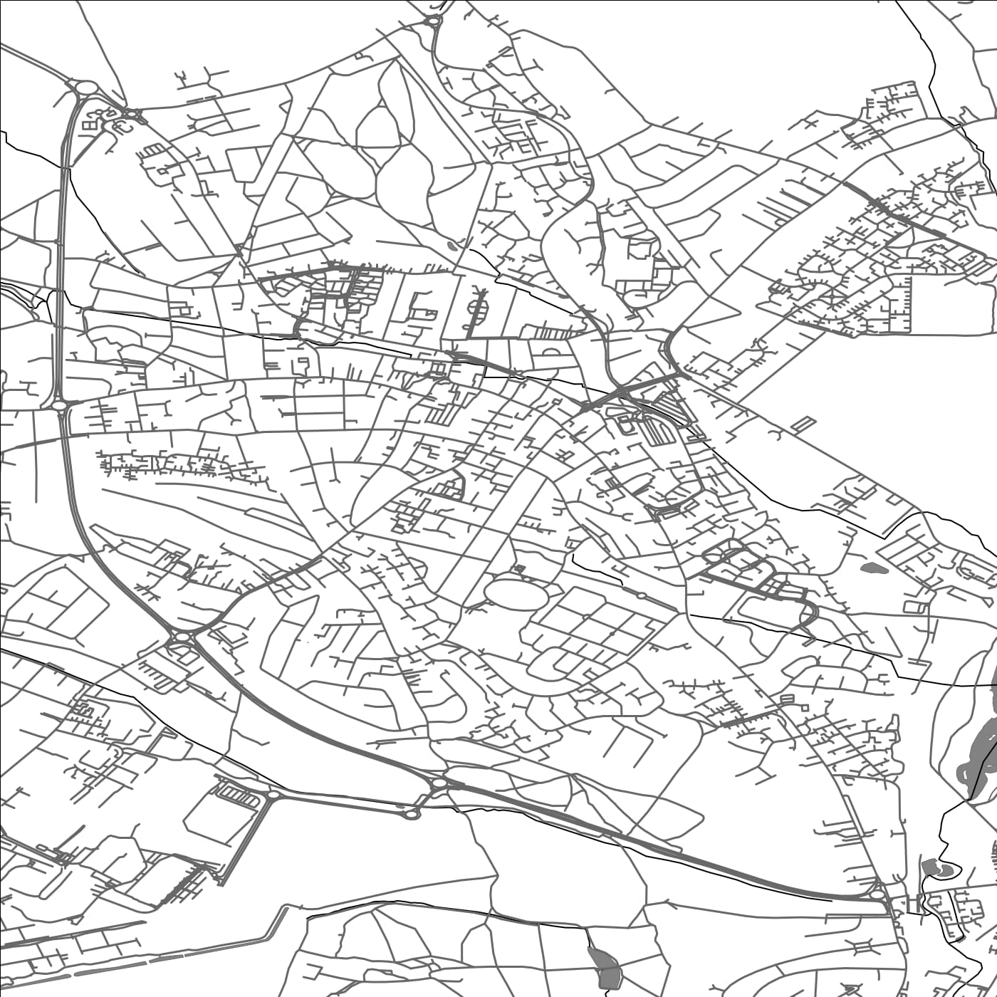 ROAD MAP OF HUCKNALL, UNITED KINGDOM BY MAPBAKES