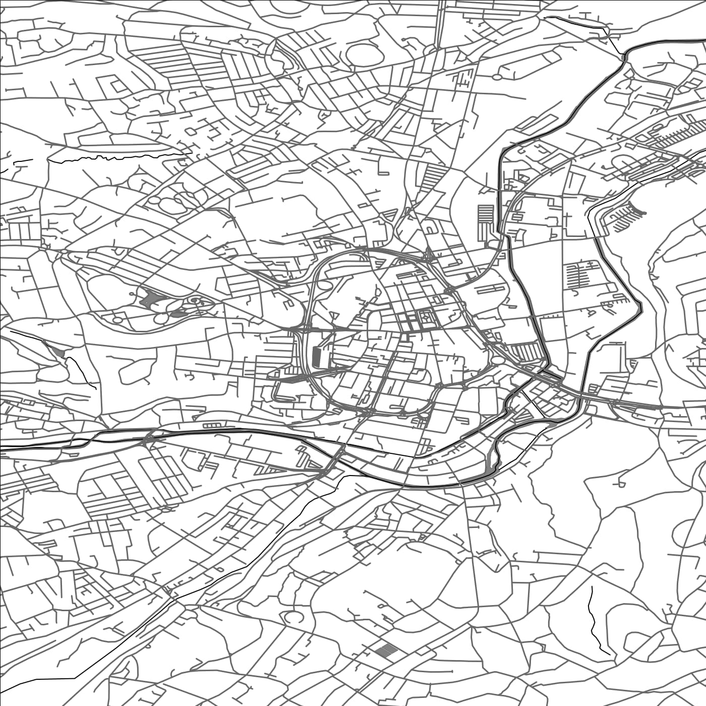 ROAD MAP OF HUDDERSFIELD, UNITED KINGDOM BY MAPBAKES