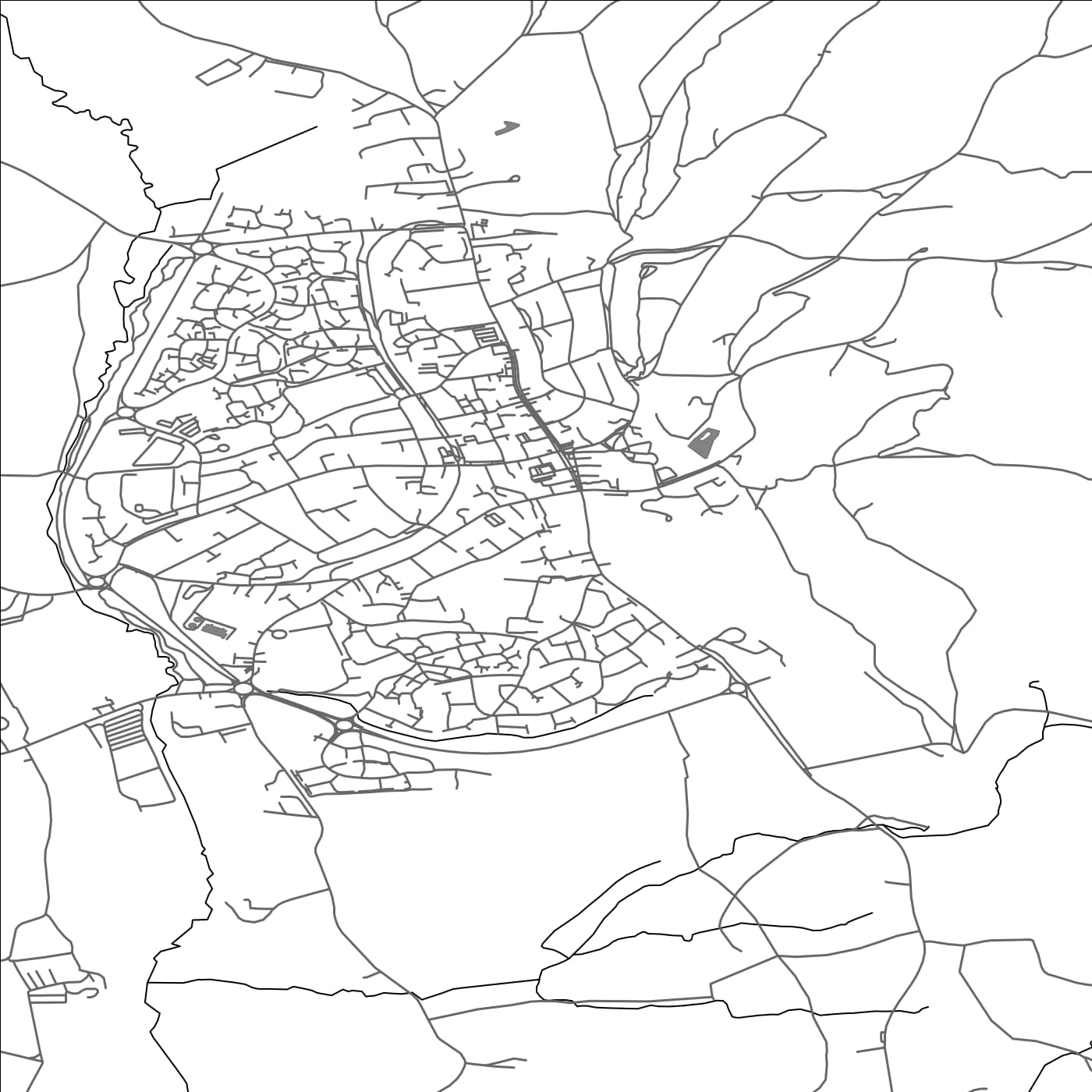 ROAD MAP OF LEDBURY, UNITED KINGDOM BY MAPBAKES