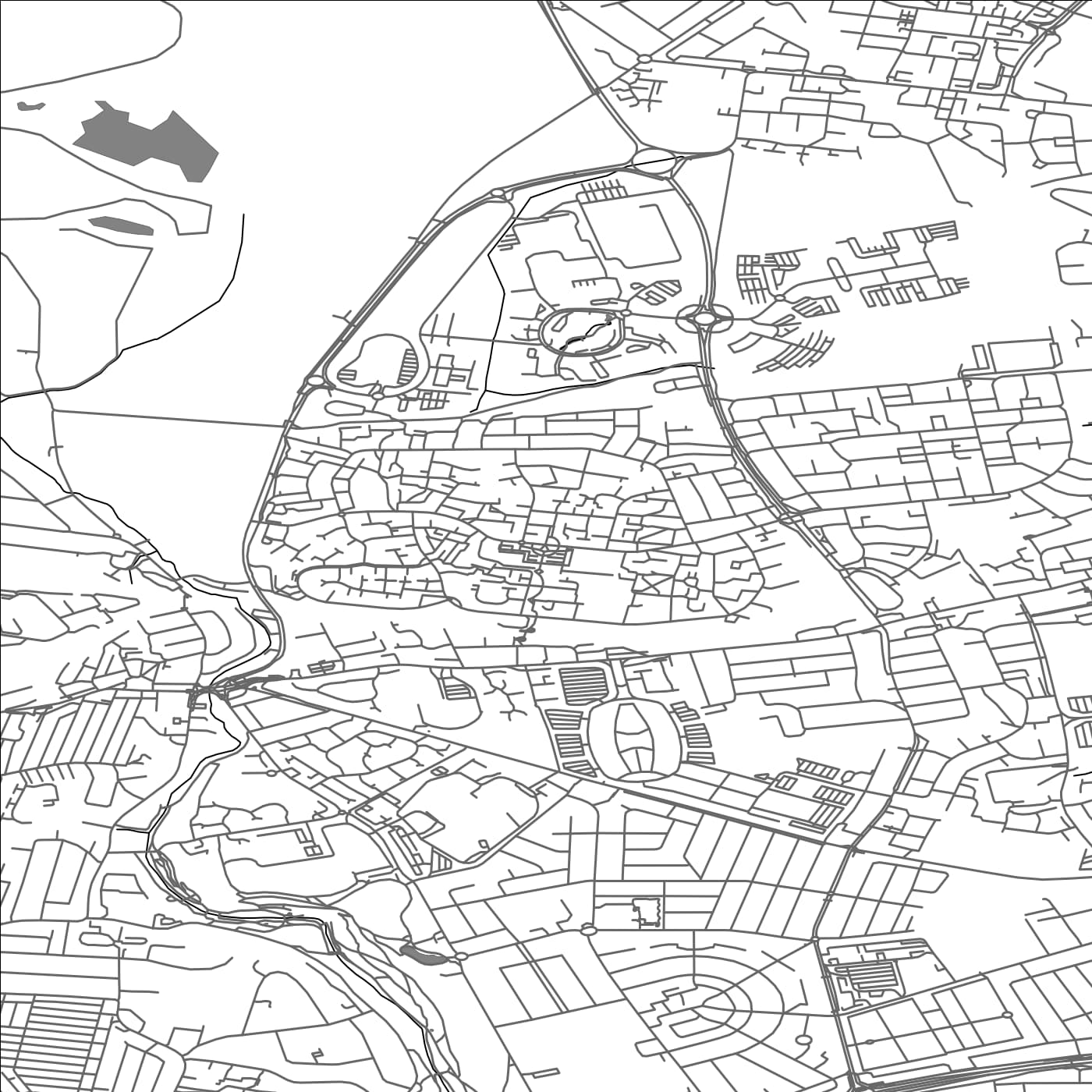 ROAD MAP OF LONGBENTON, UNITED KINGDOM BY MAPBAKES