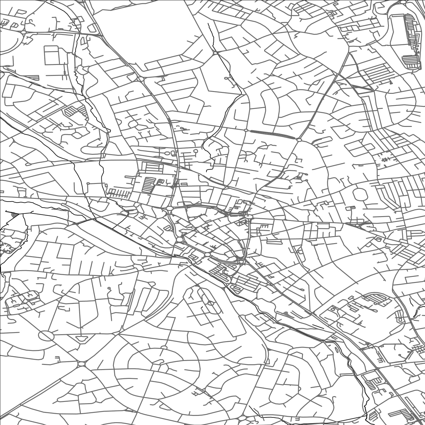 ROAD MAP OF NEWCASTLE-UNDER-LYME, UNITED KINGDOM BY MAPBAKES