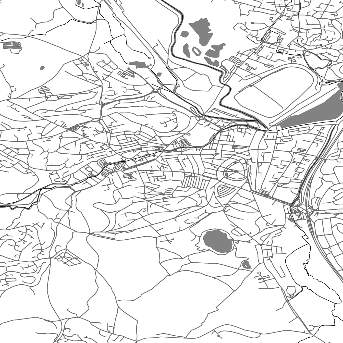 ROAD MAP OF NEWTON ABBOT, UNITED KINGDOM BY MAPBAKES