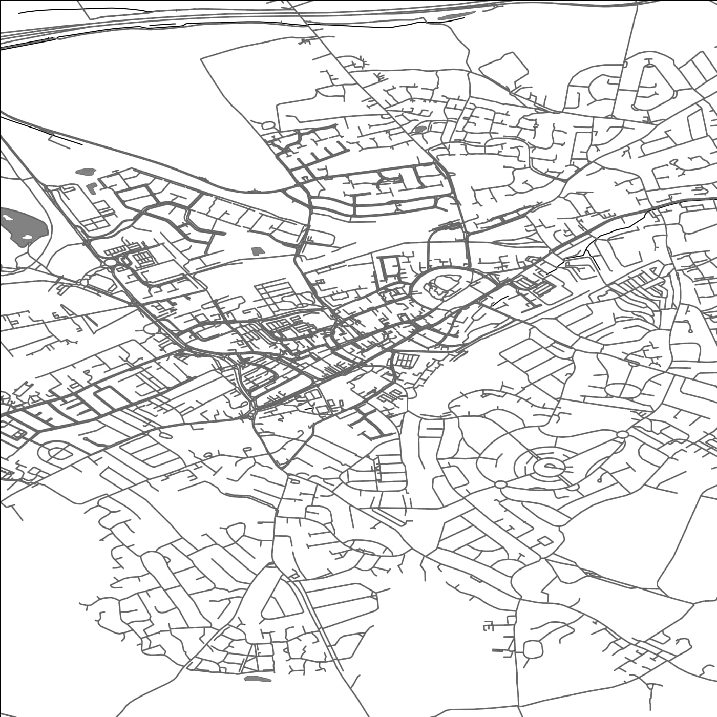 ROAD MAP OF PONTEFRACT, UNITED KINGDOM BY MAPBAKES