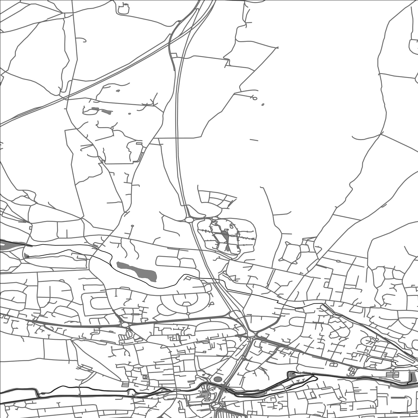 ROAD MAP OF SHAW CUM DONNINGTON, UNITED KINGDOM BY MAPBAKES