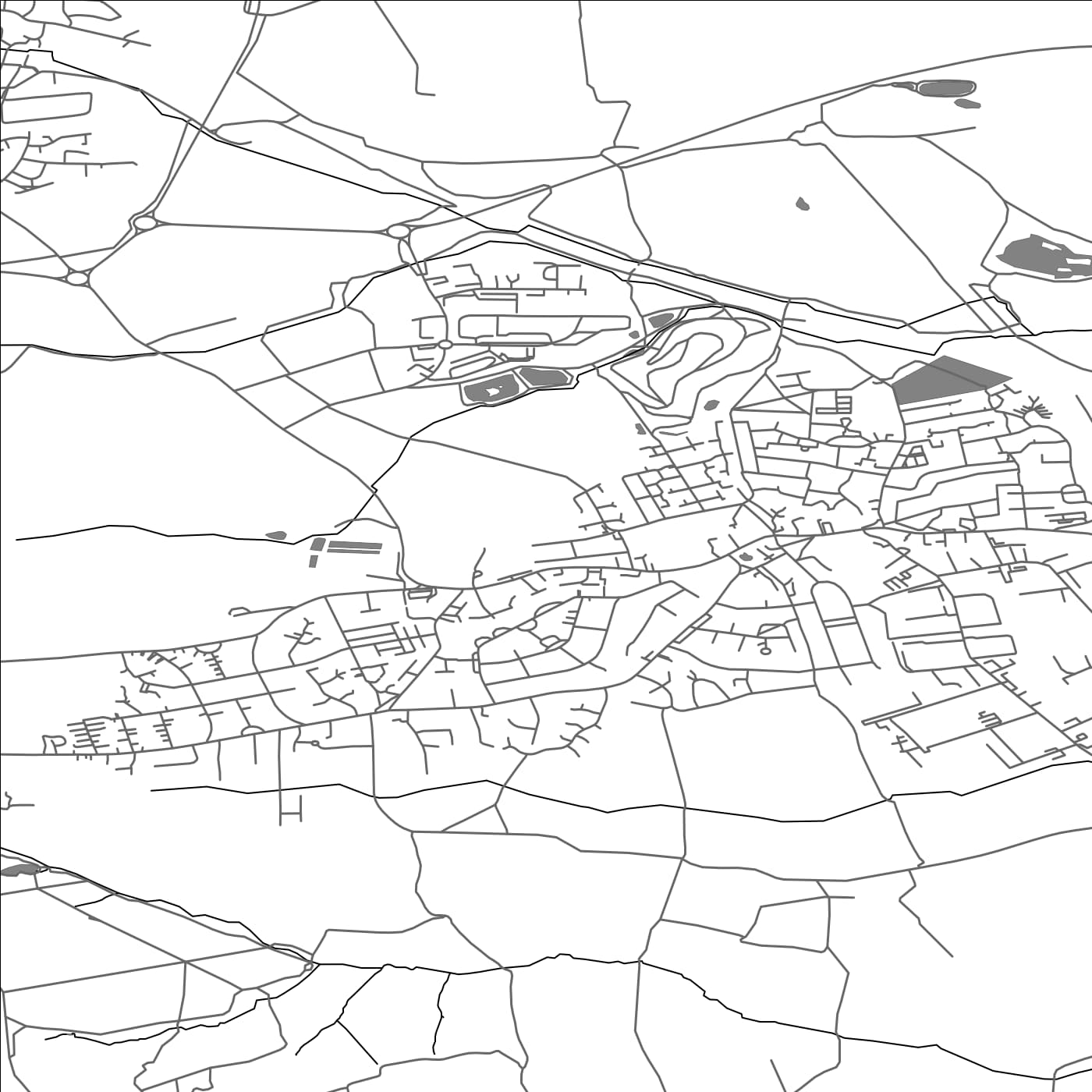 ROAD MAP OF SOUTH KIRKBY AND MOORTHORPE, UNITED KINGDOM BY MAPBAKES