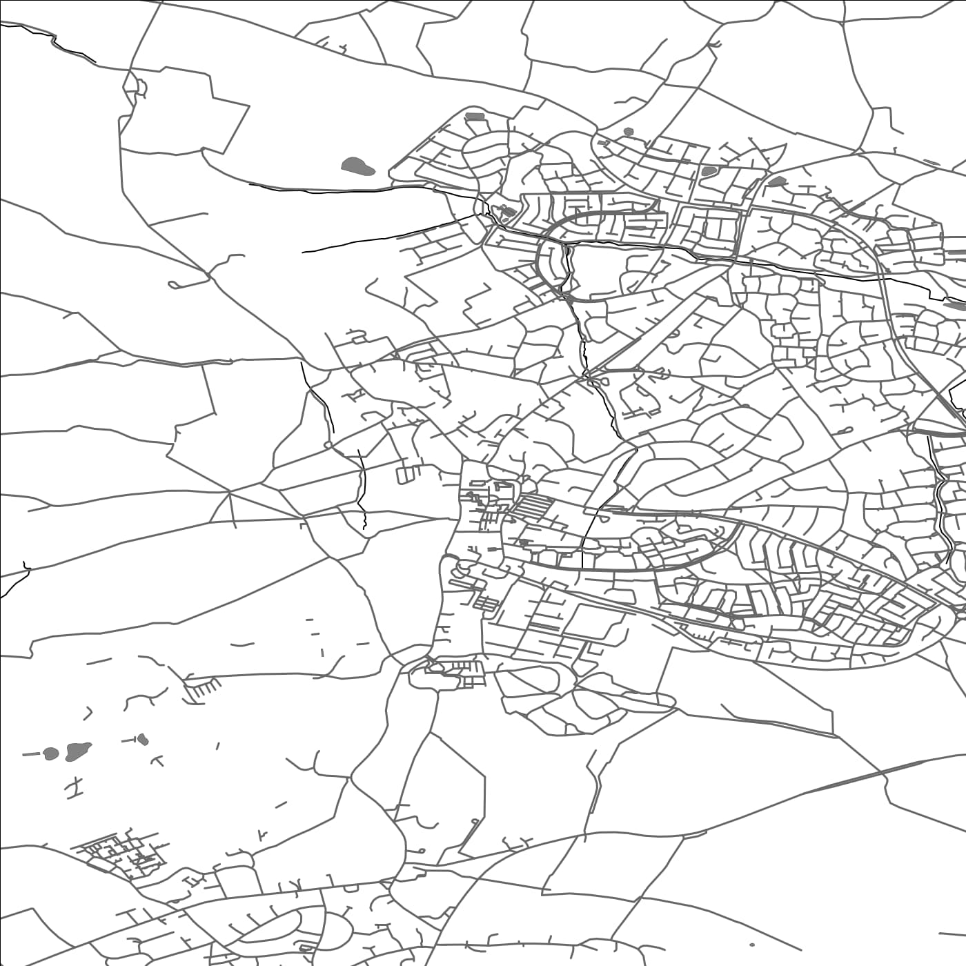 ROAD MAP OF THORNBURY, UNITED KINGDOM BY MAPBAKES