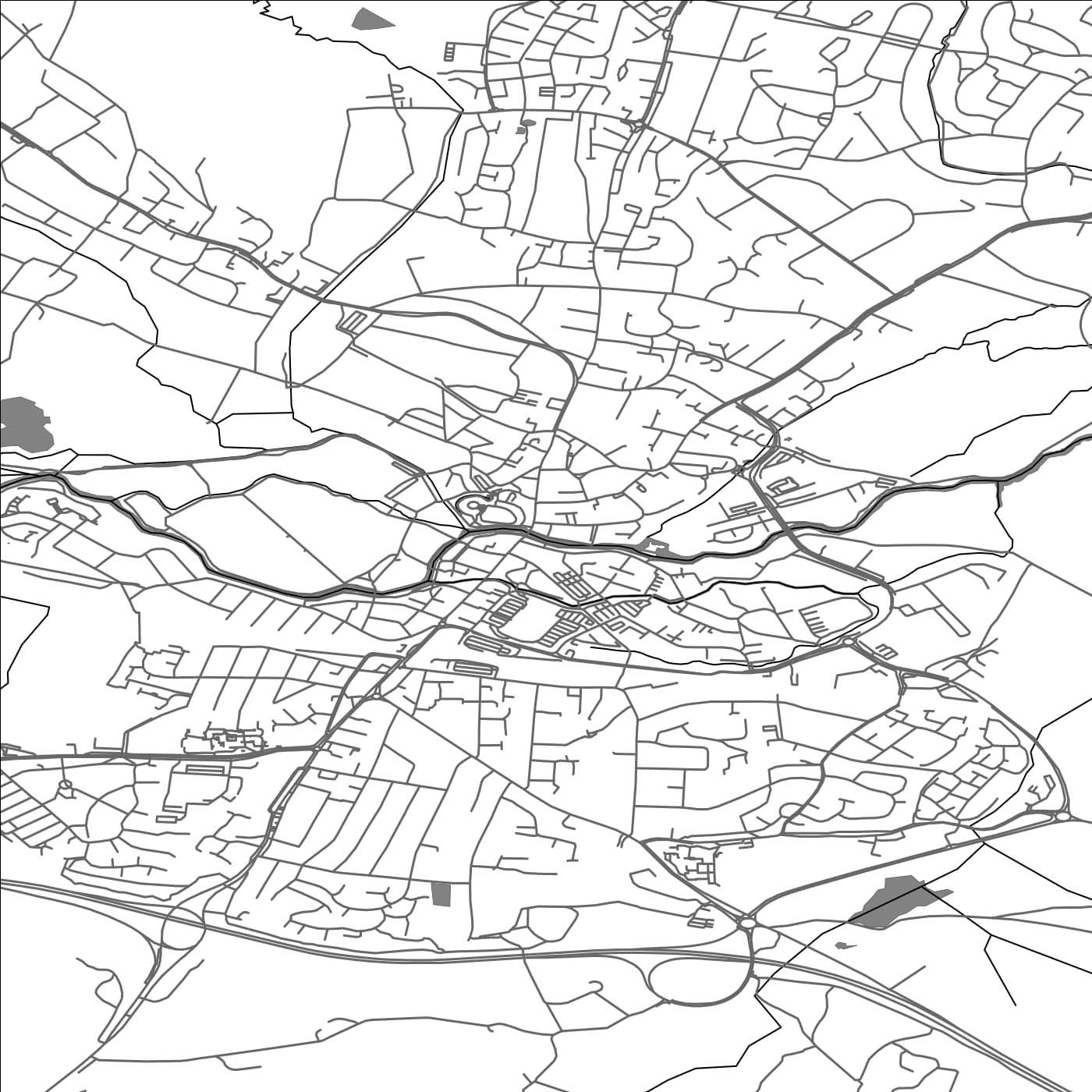 ROAD MAP OF TONBRIDGE, UNITED KINGDOM BY MAPBAKES