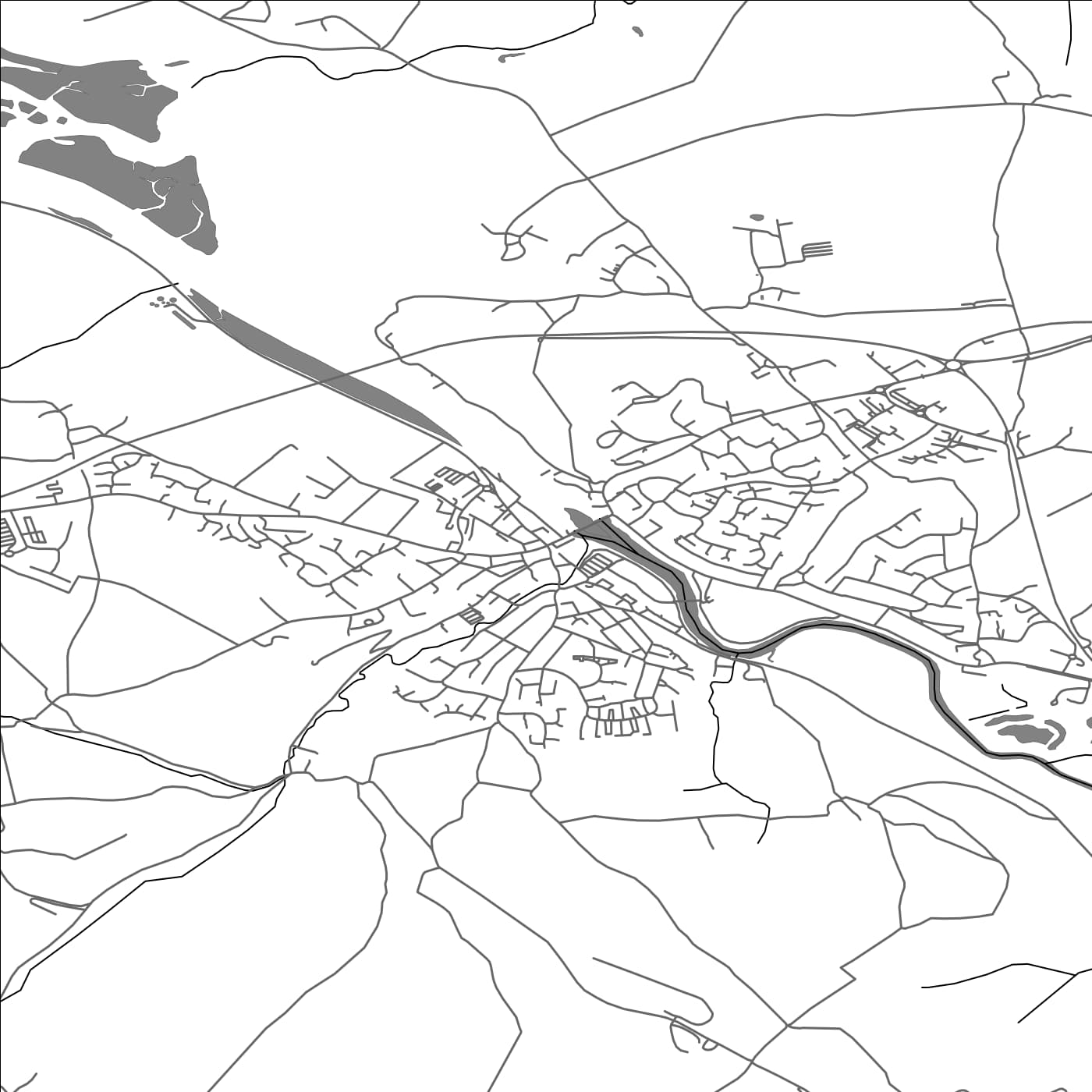 ROAD MAP OF WADEBRIDGE, UNITED KINGDOM BY MAPBAKES