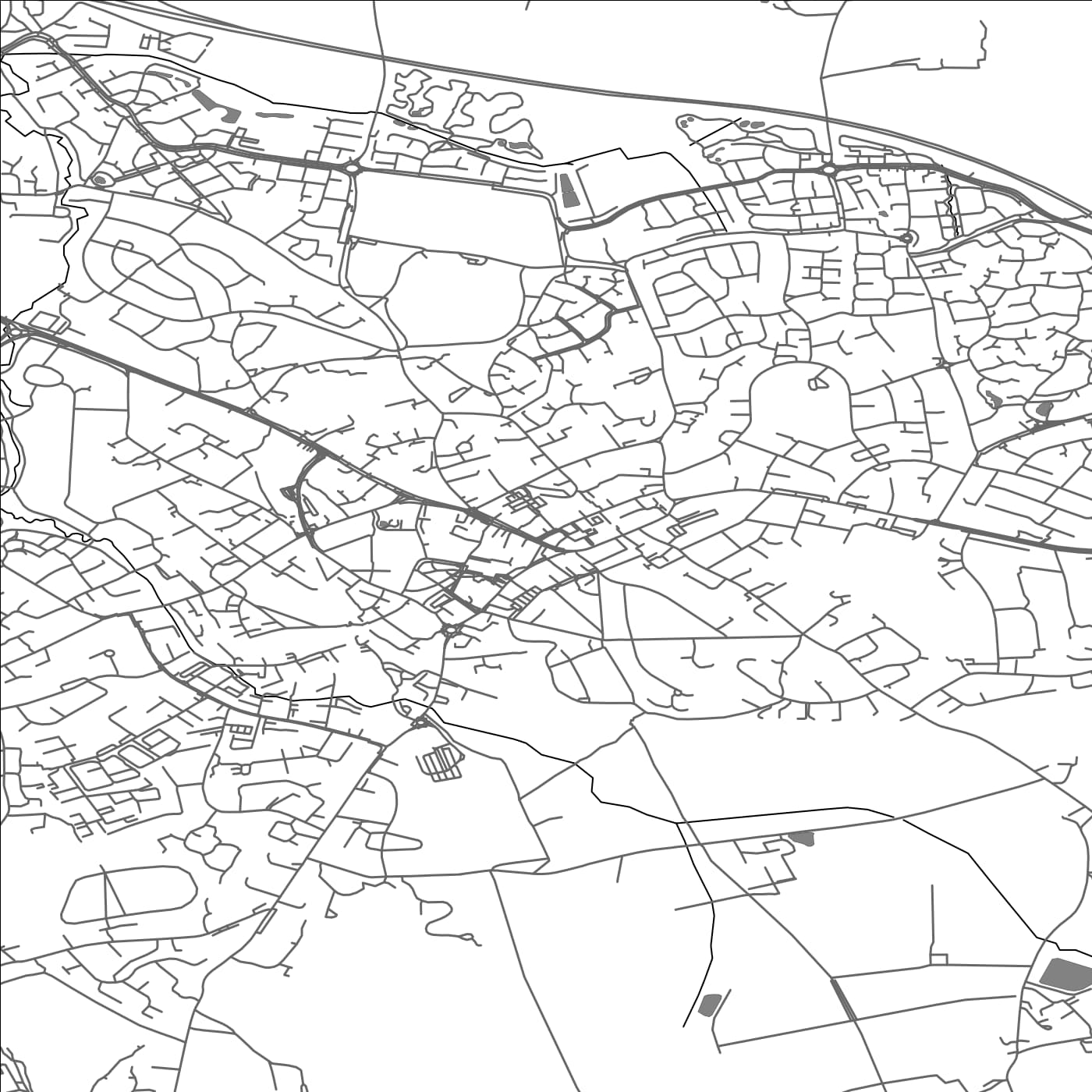 ROAD MAP OF WOKINGHAM WITHOUT, UNITED KINGDOM BY MAPBAKES