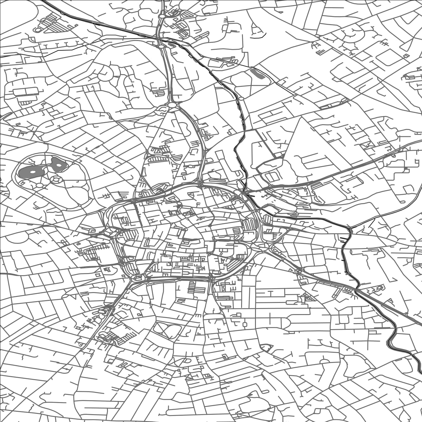 ROAD MAP OF WOLVERHAMPTON, UNITED KINGDOM BY MAPBAKES