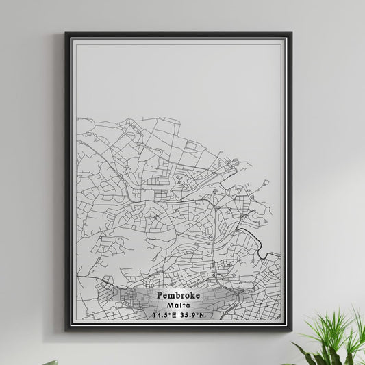 ROAD MAP OF PEMBROKE, MALTA BY MAPBAKES